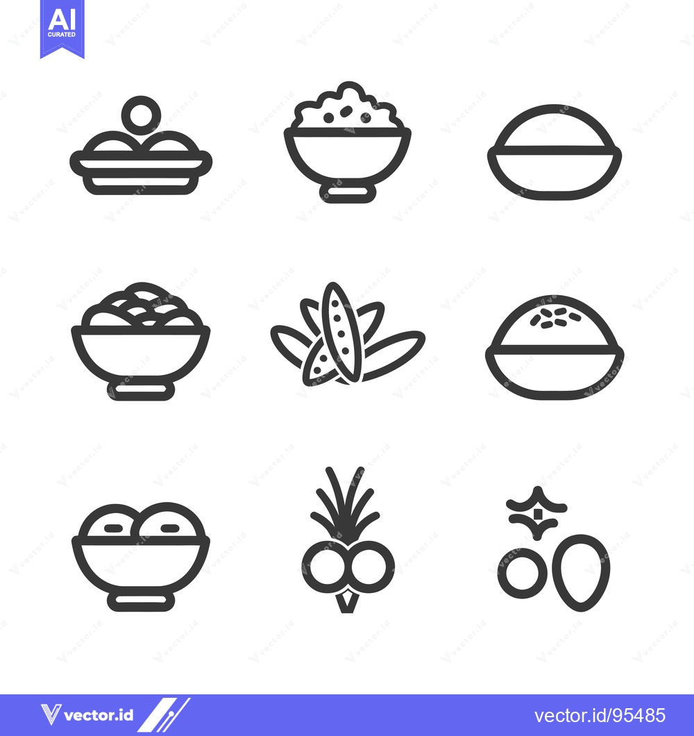 Premium Vector dari Set of Line Icons for Various Types of Food