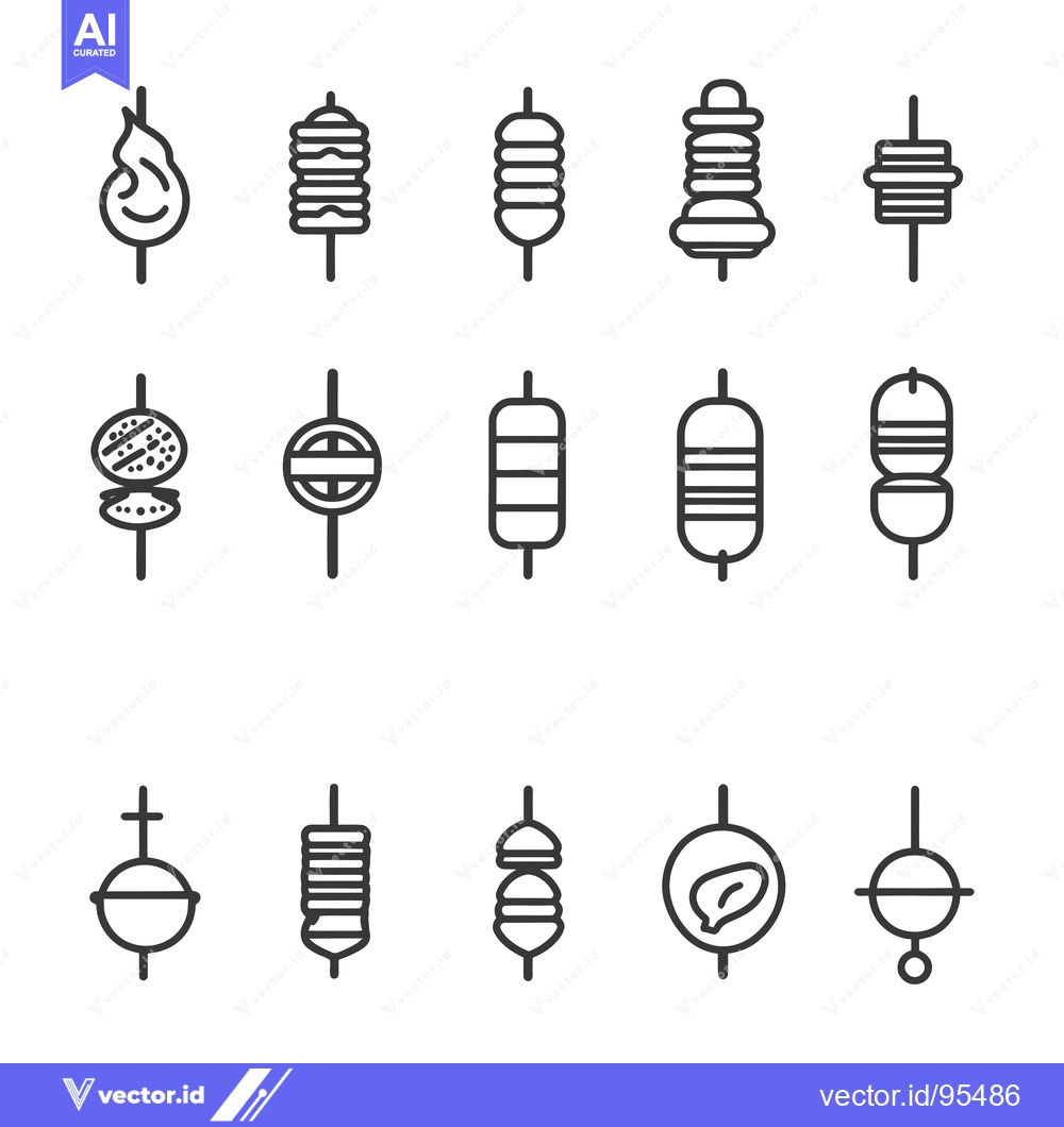 Premium Vector dari Set of Line Icons for Various Types of Skewers