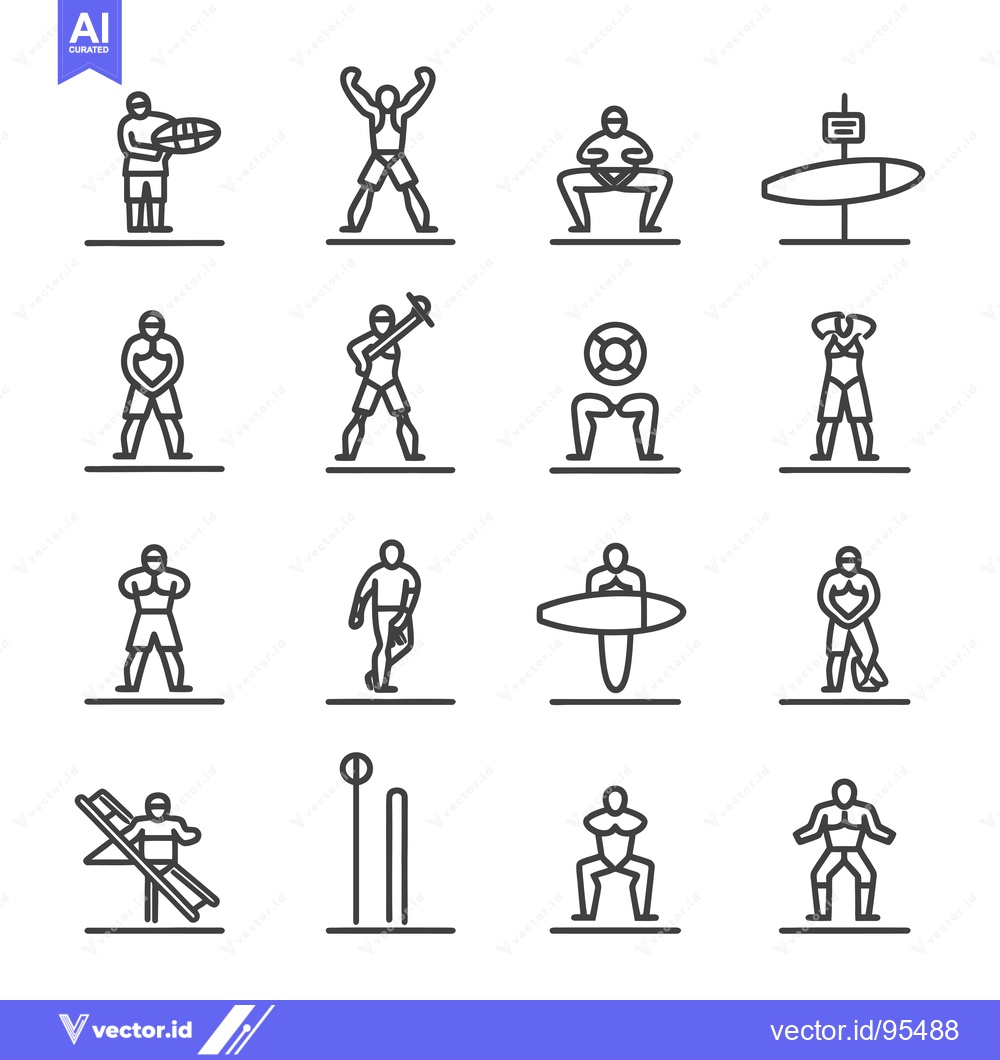 Premium Vector of Set of Line Icons for Water Sports and Activities