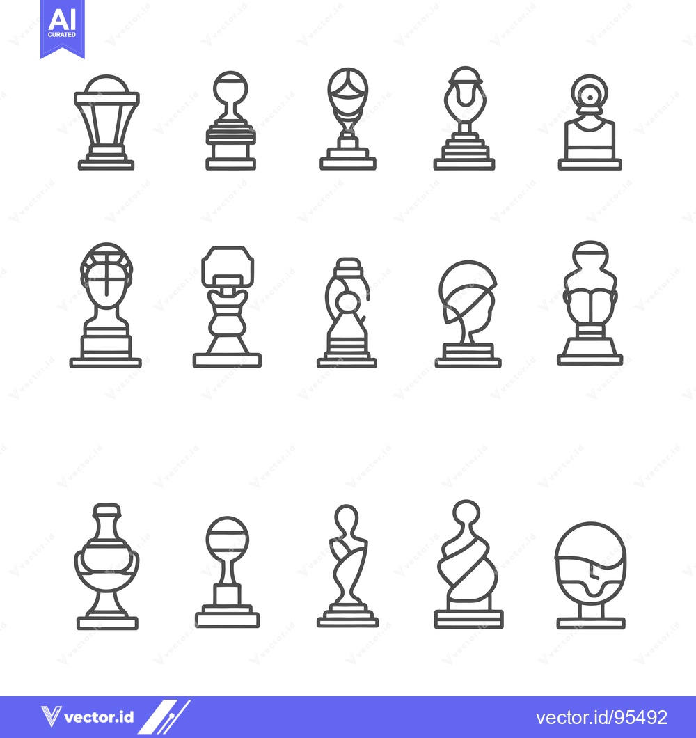 Premium Vector of Set of Line Icons of Different Award Trophies