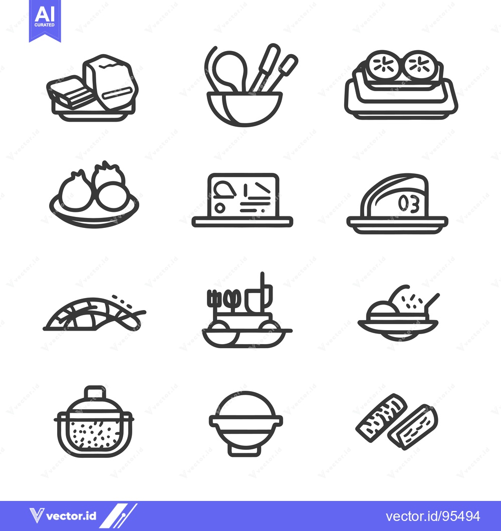 Premium Vector of Set of Line Icons of Different Kinds of Food