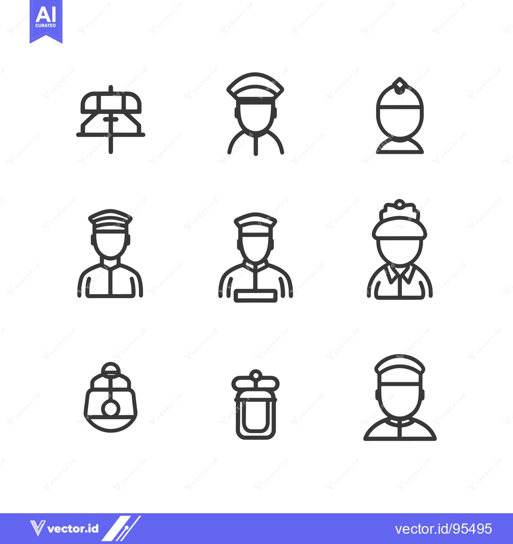 Premium Vector dari Set of Line Icons of Different Professions and People