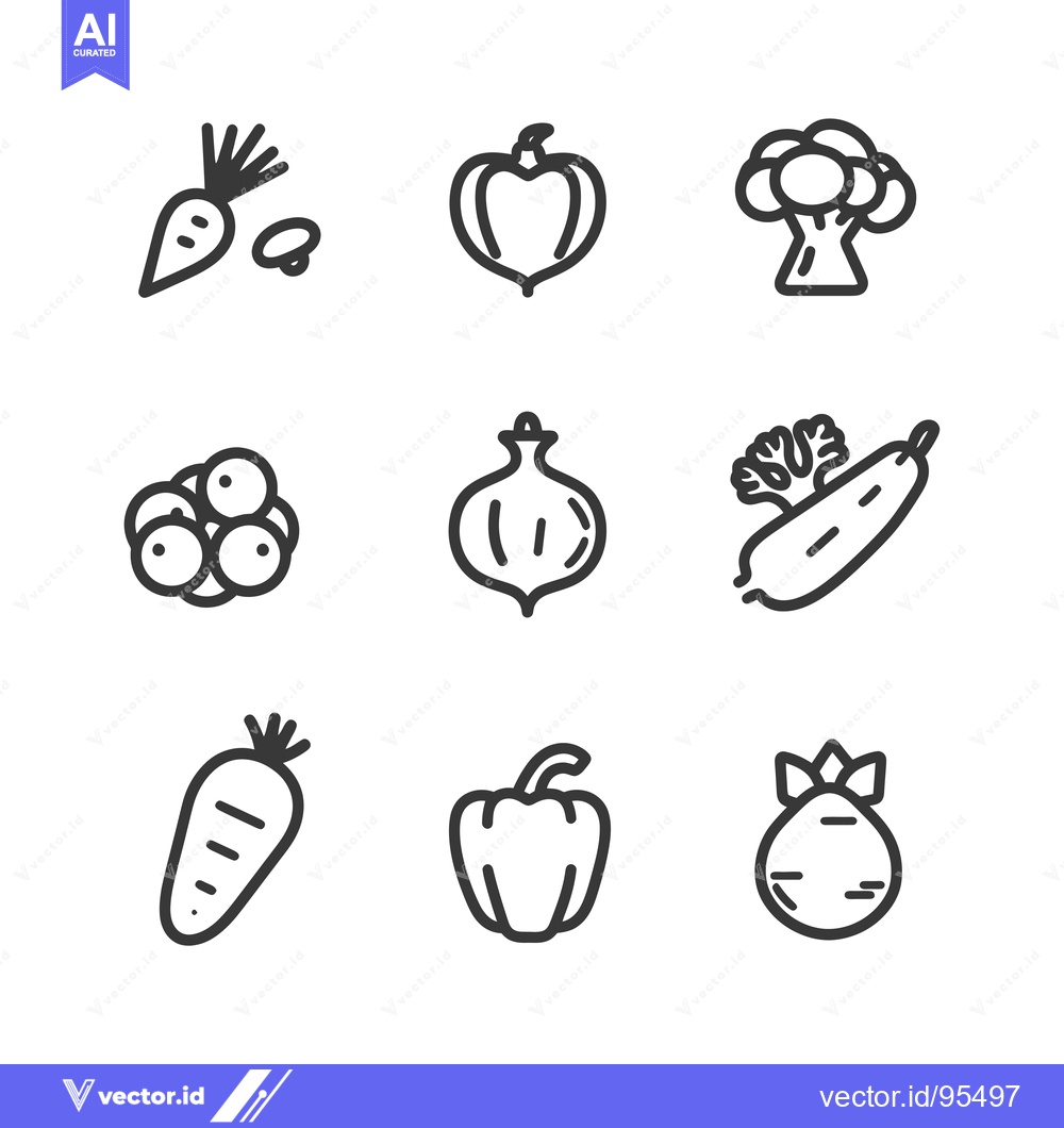 Premium Vector dari Set of Line Icons of Different Types of Vegetables