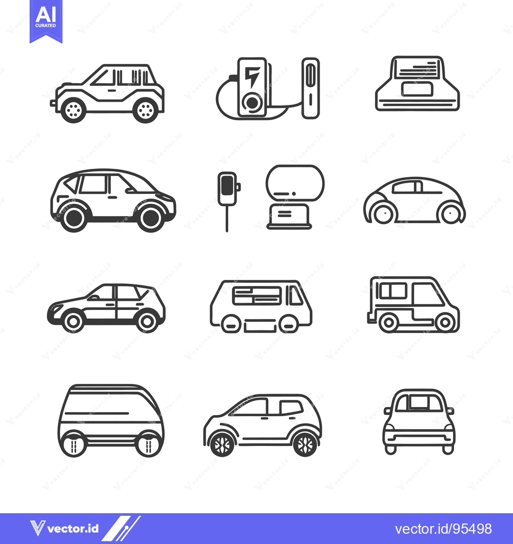 Premium Vector dari Set of line icons of different types of vehicles