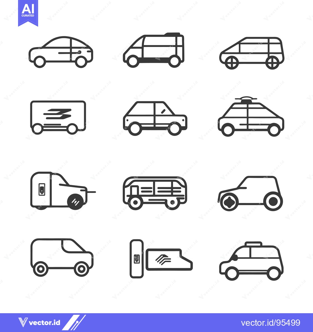 Premium Vector of Set of Line Icons of Different Types of Vehicles