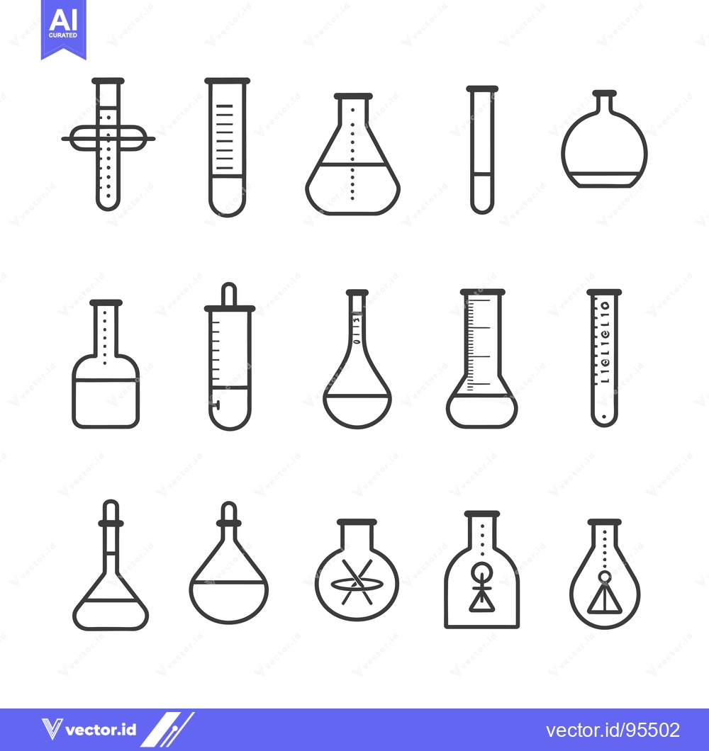 Premium Vector of Set of Line Icons of Laboratory Glassware
