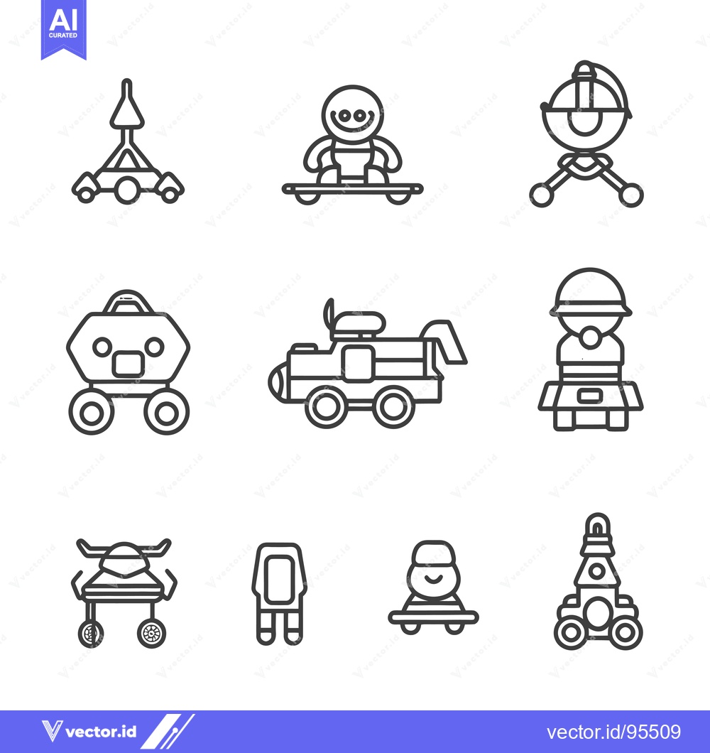 Premium Vector of Set of Line Icons of Space Exploration Vehicles and Astronauts