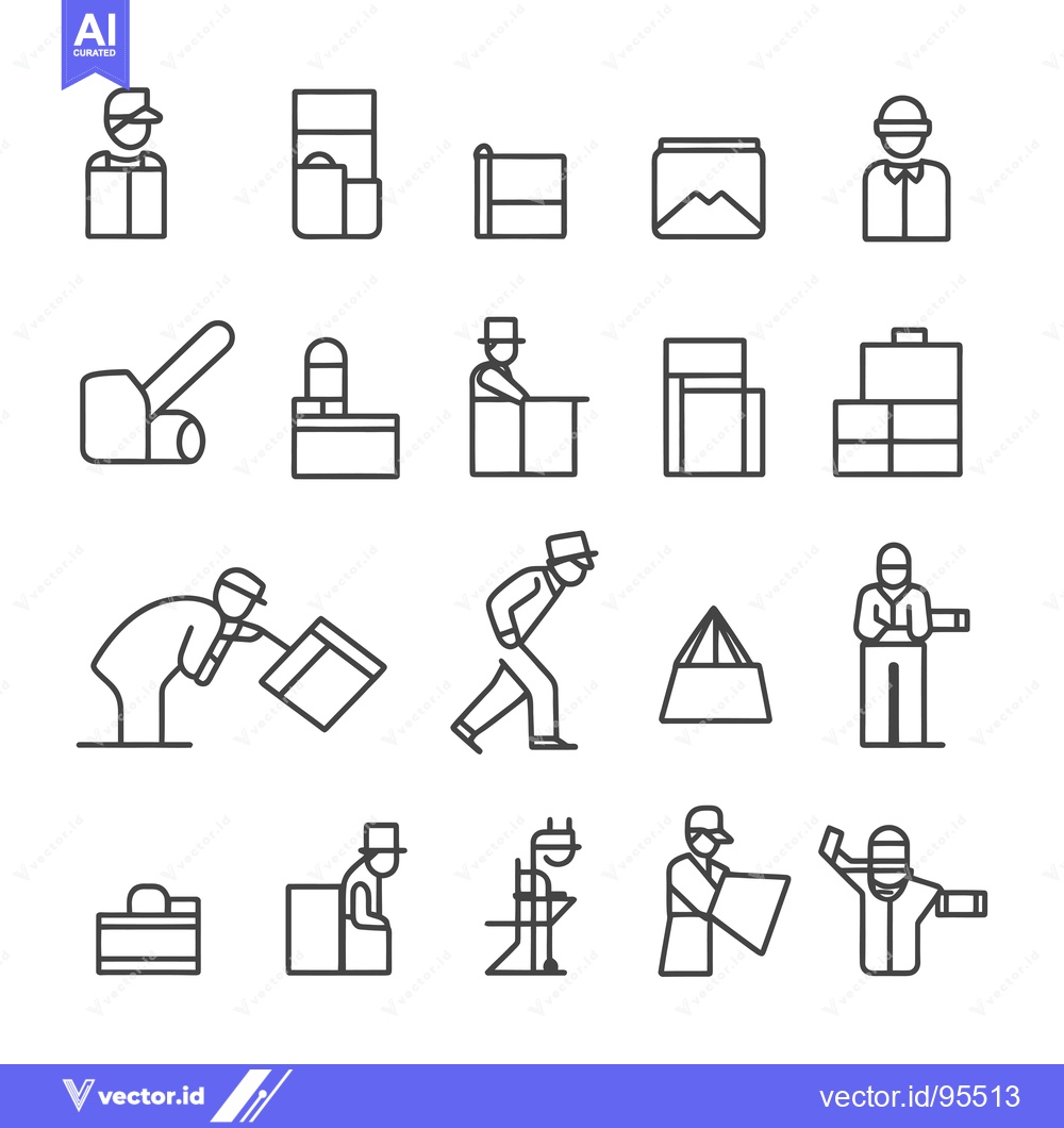 Premium Vector of Set of Line Icons Related to Baggage and Baggage Handlers