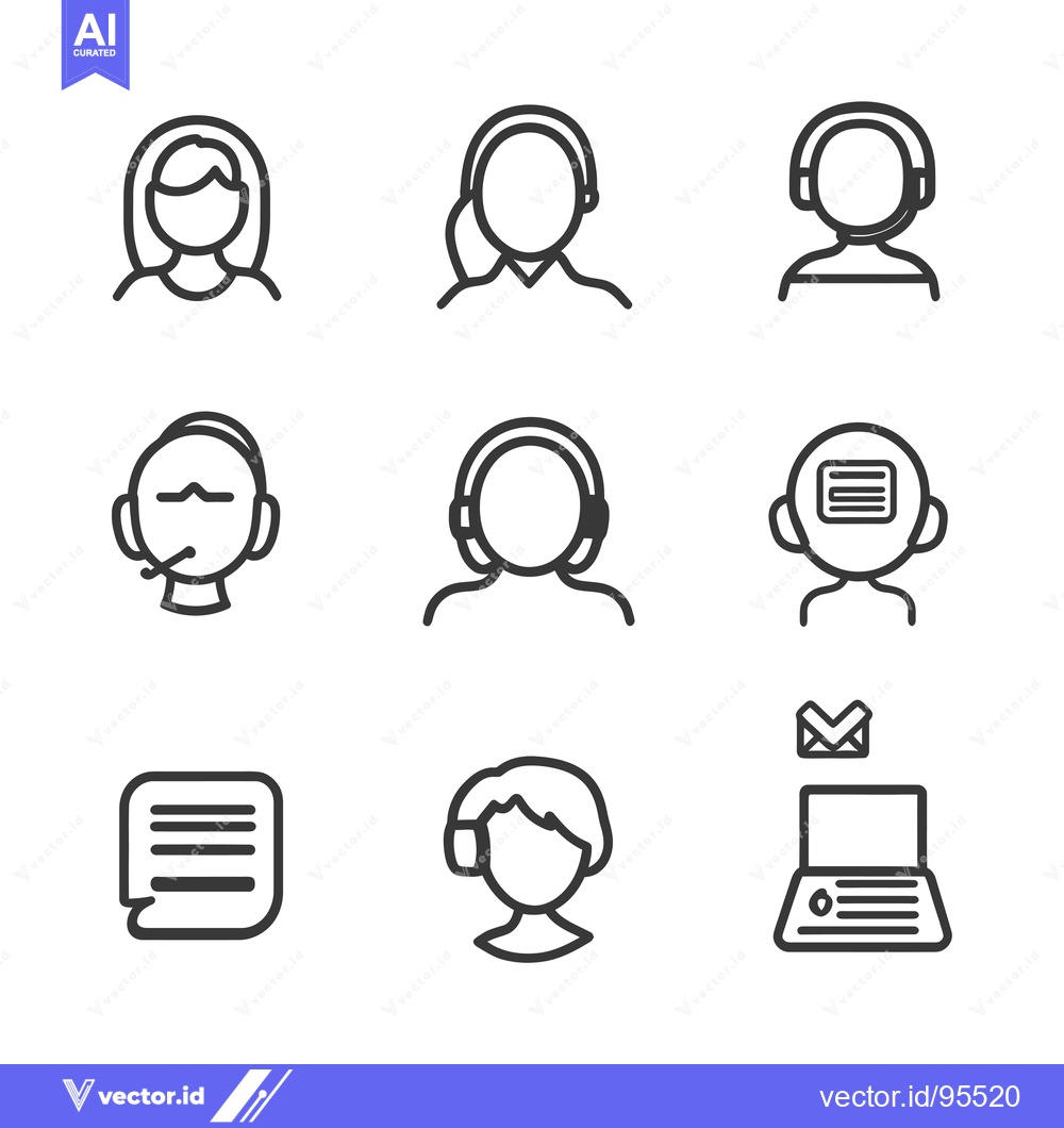 Premium Vector dari Set of line icons related to customer support, help, and communication