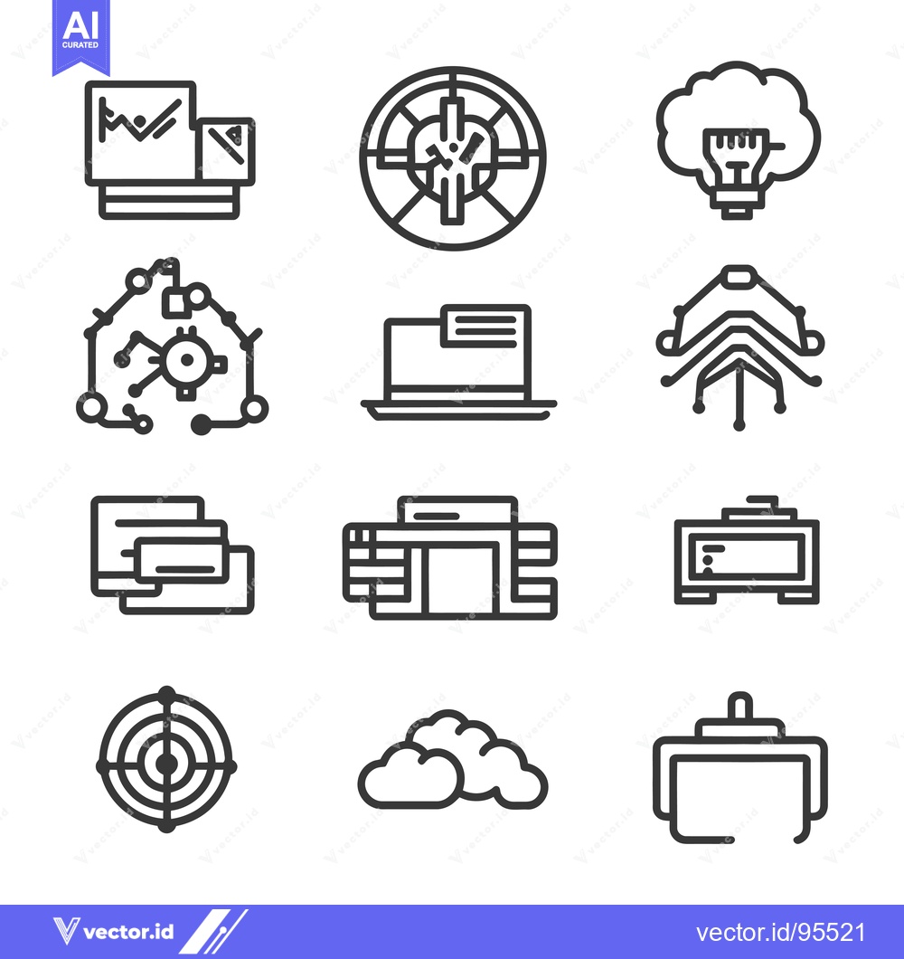 Premium Vector dari Set of Line Icons Related to Digital Marketing and Website Development