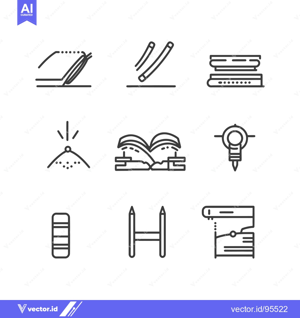 Premium Vector of Set of Line Icons Related to Education and Learning