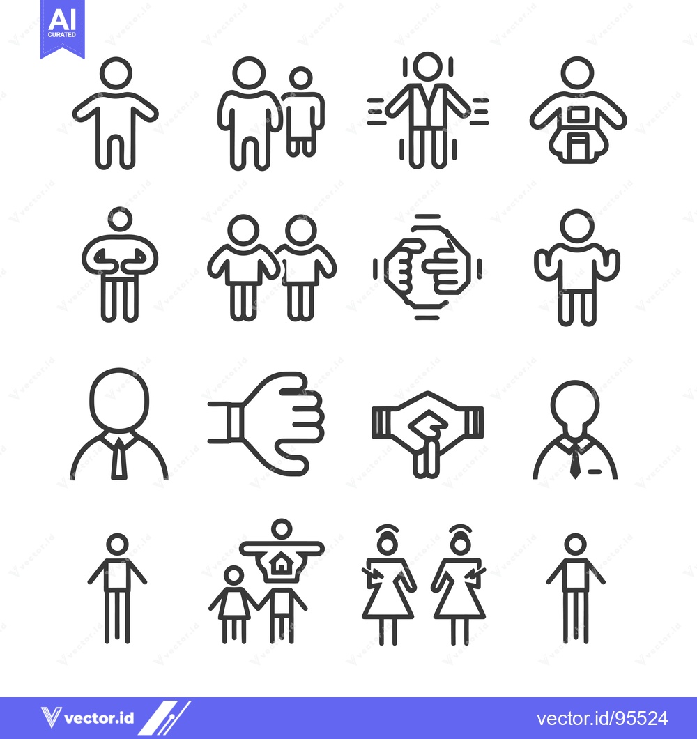 Premium Vector of Set of Line Icons Related to Family, Couples, and People