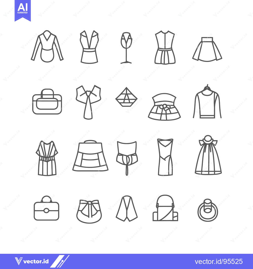 Premium Vector dari Set of Line Icons Related to Fashion and Clothes