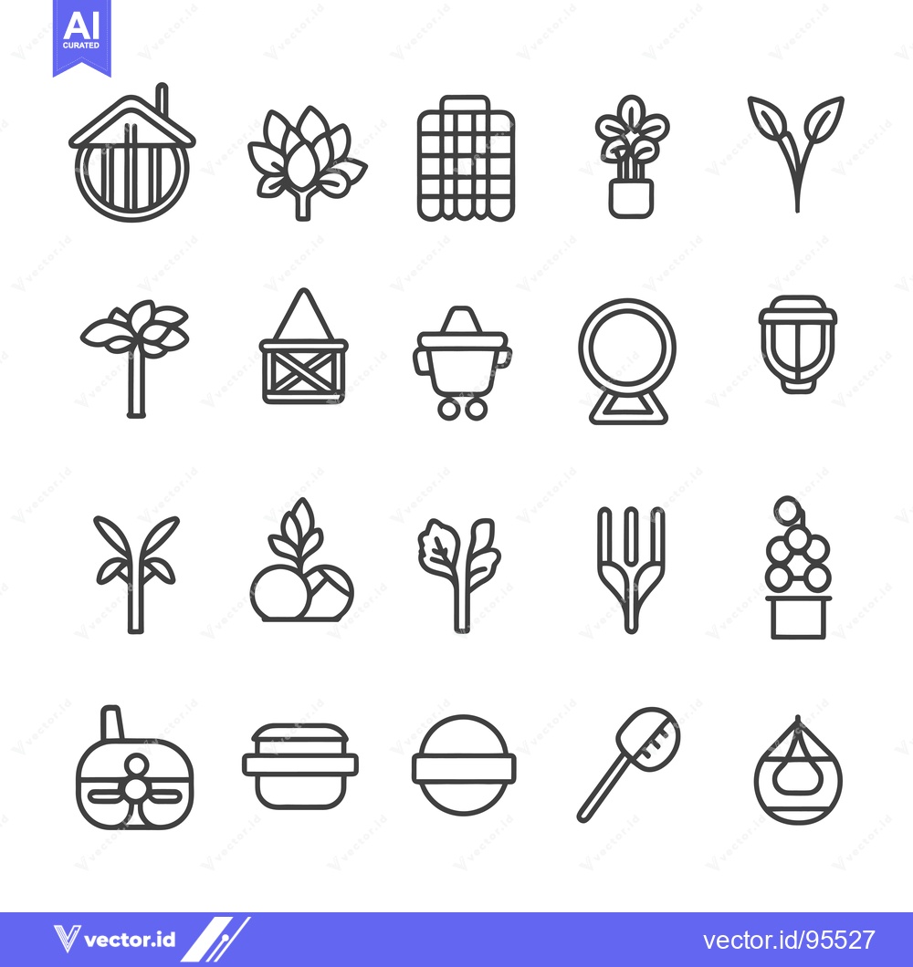 Premium Vector of Set of Line Icons Related to Gardening and Plants