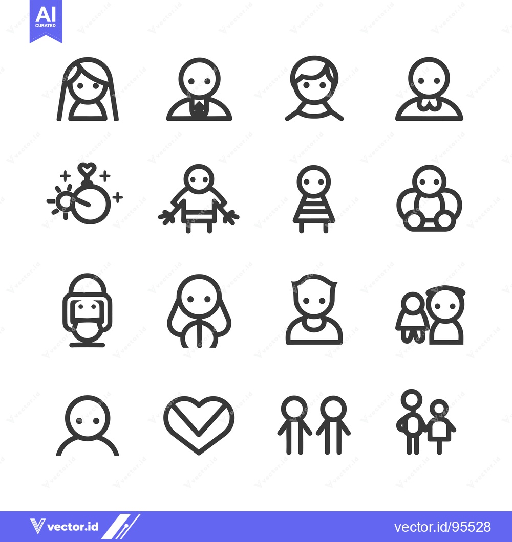 Premium Vector dari Set of Line Icons Related to Human Relationships and Family Life