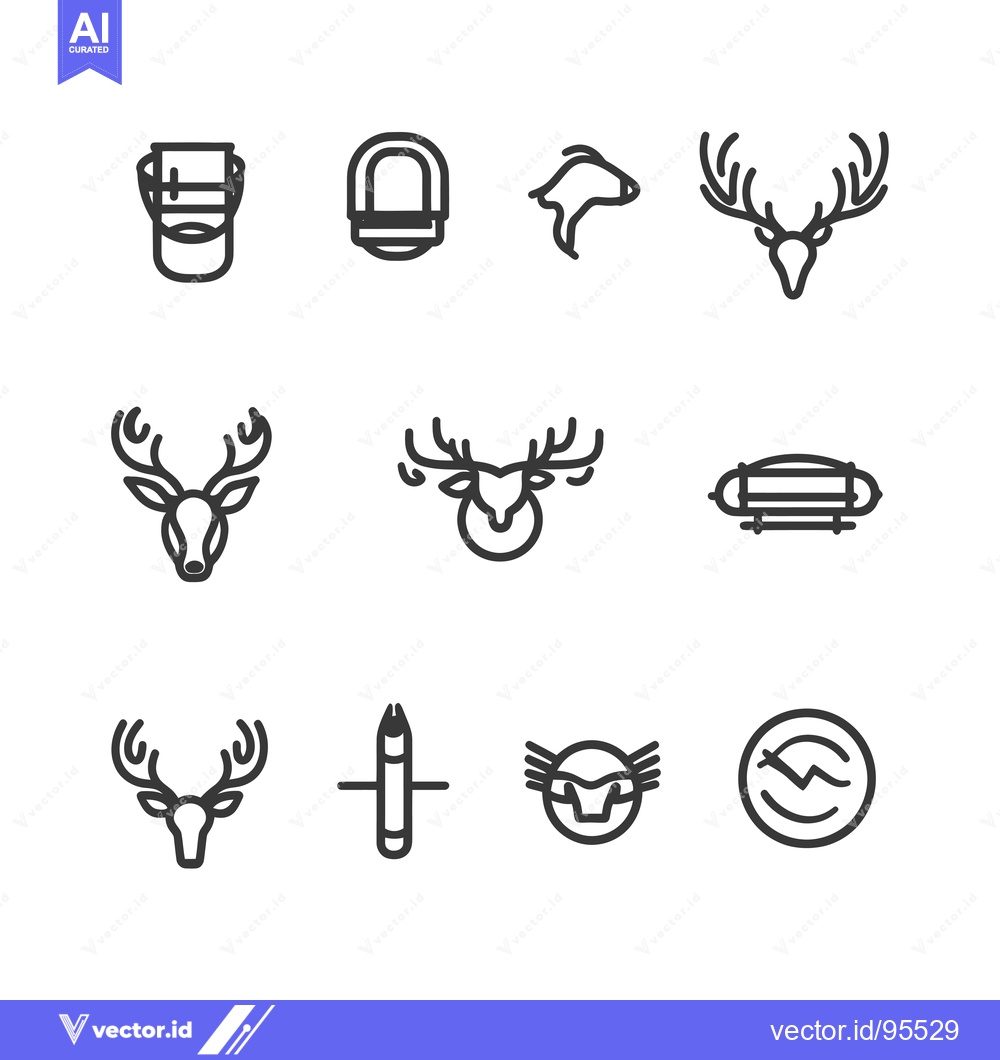 Premium Vector of Set of Line Icons Related to Hunting and Nature