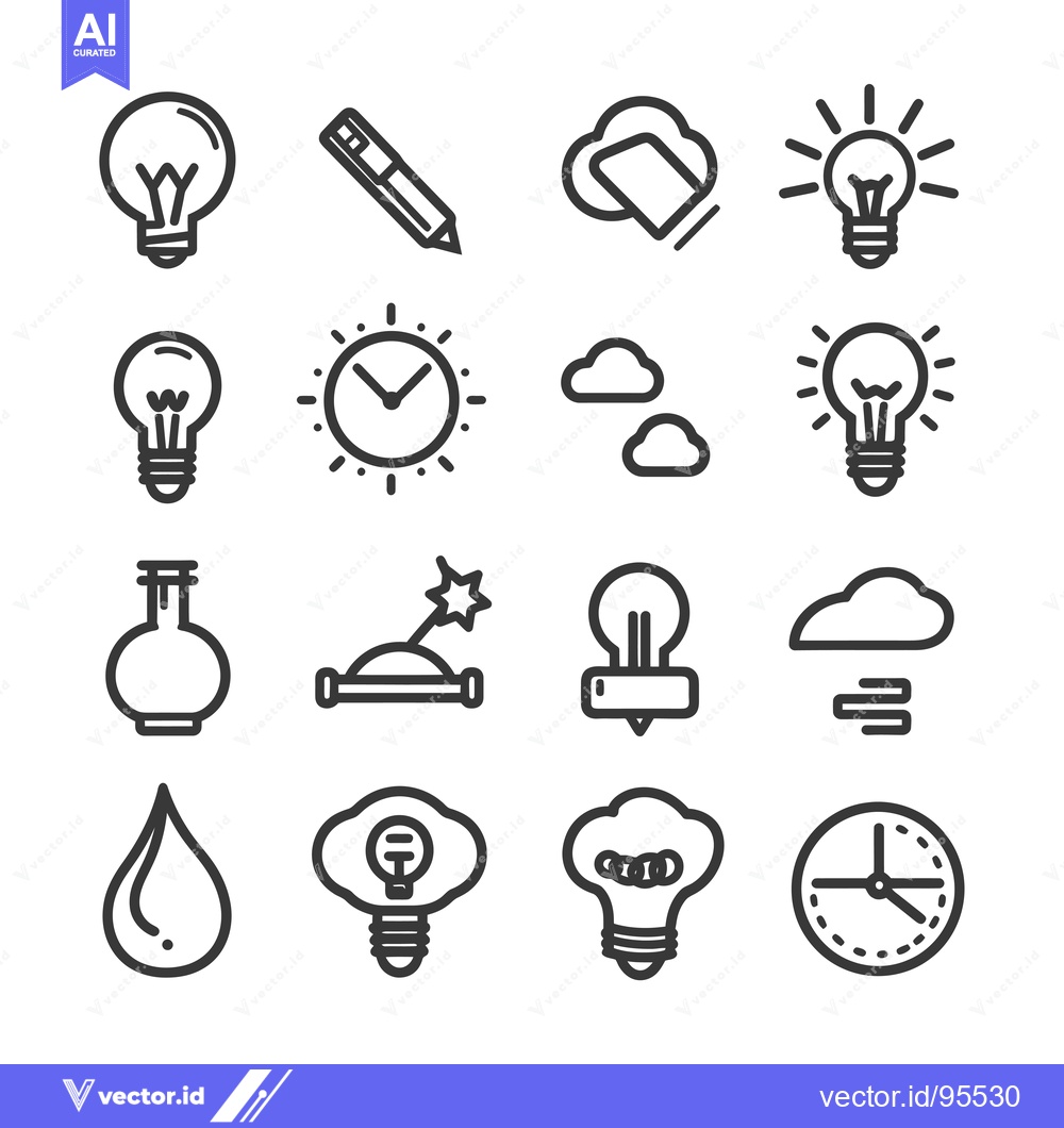 Premium Vector dari Set of Line Icons Related to Idea and Innovation