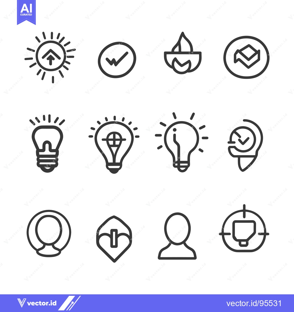Premium Vector dari Set of Line Icons Related to Ideas, Innovation, and Success