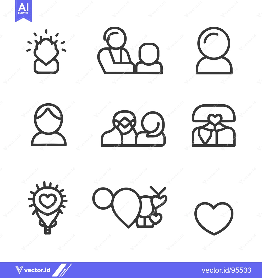 Premium Vector dari Set of Line Icons Related to Love and Romance