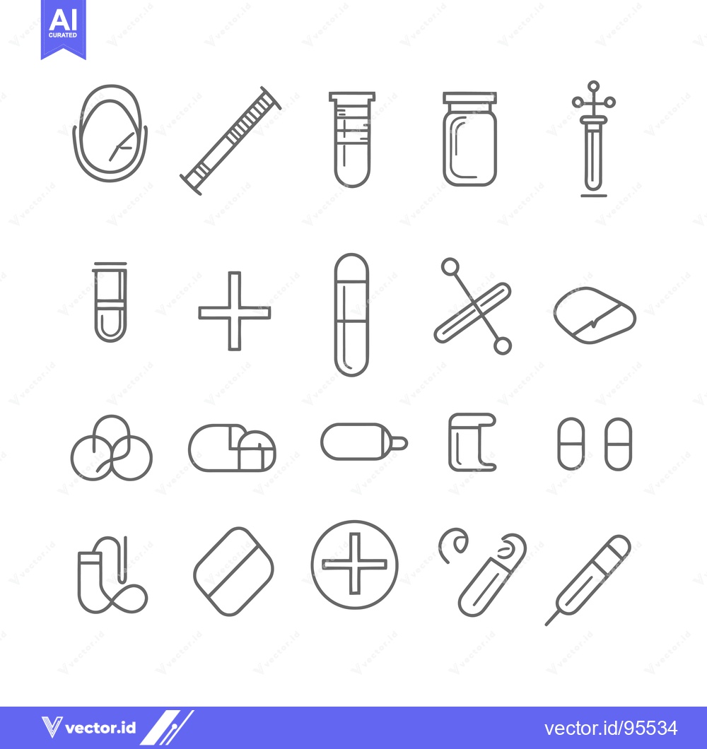 Premium Vector of Set of Line Icons Related to Medical and Pharmacy