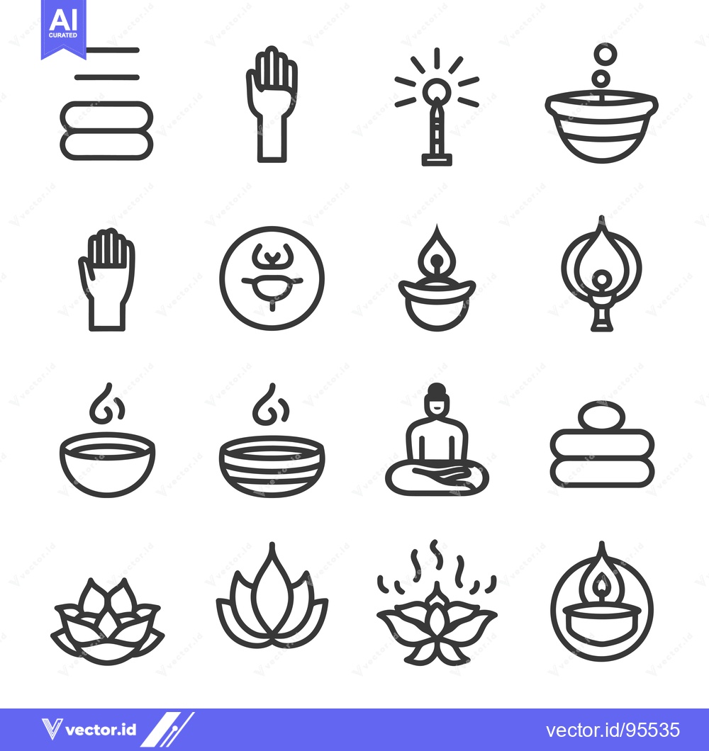 Premium Vector of Set of Line Icons Related to Meditation and Yoga
