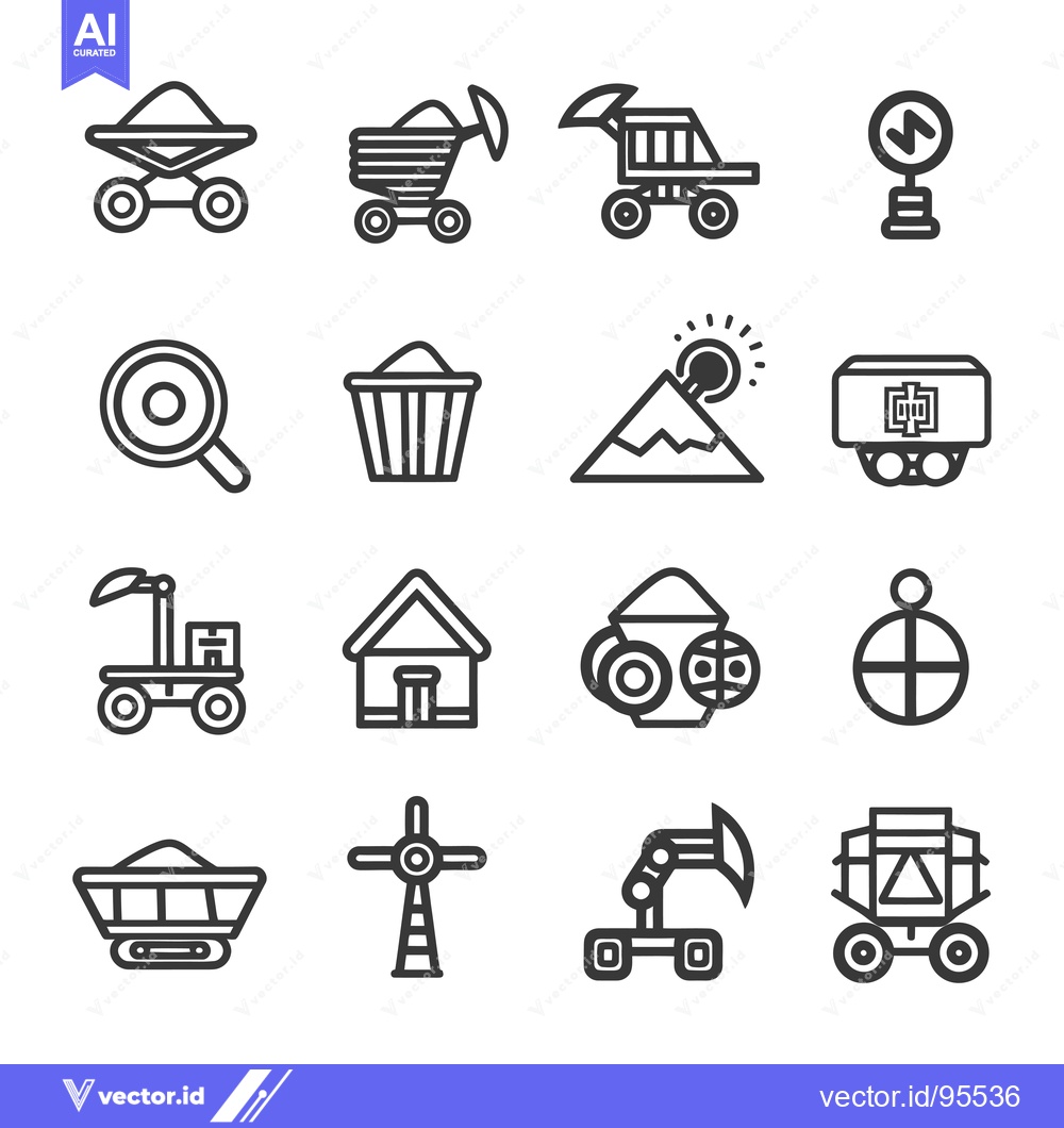 Premium Vector of Set of Line Icons Related to Mining, Excavation, and Industry