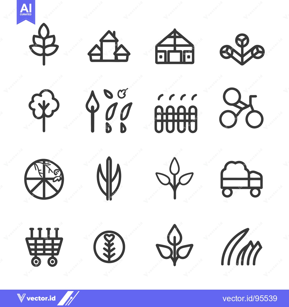 Premium Vector dari Set of Line Icons Related to Organic Farming and Agriculture