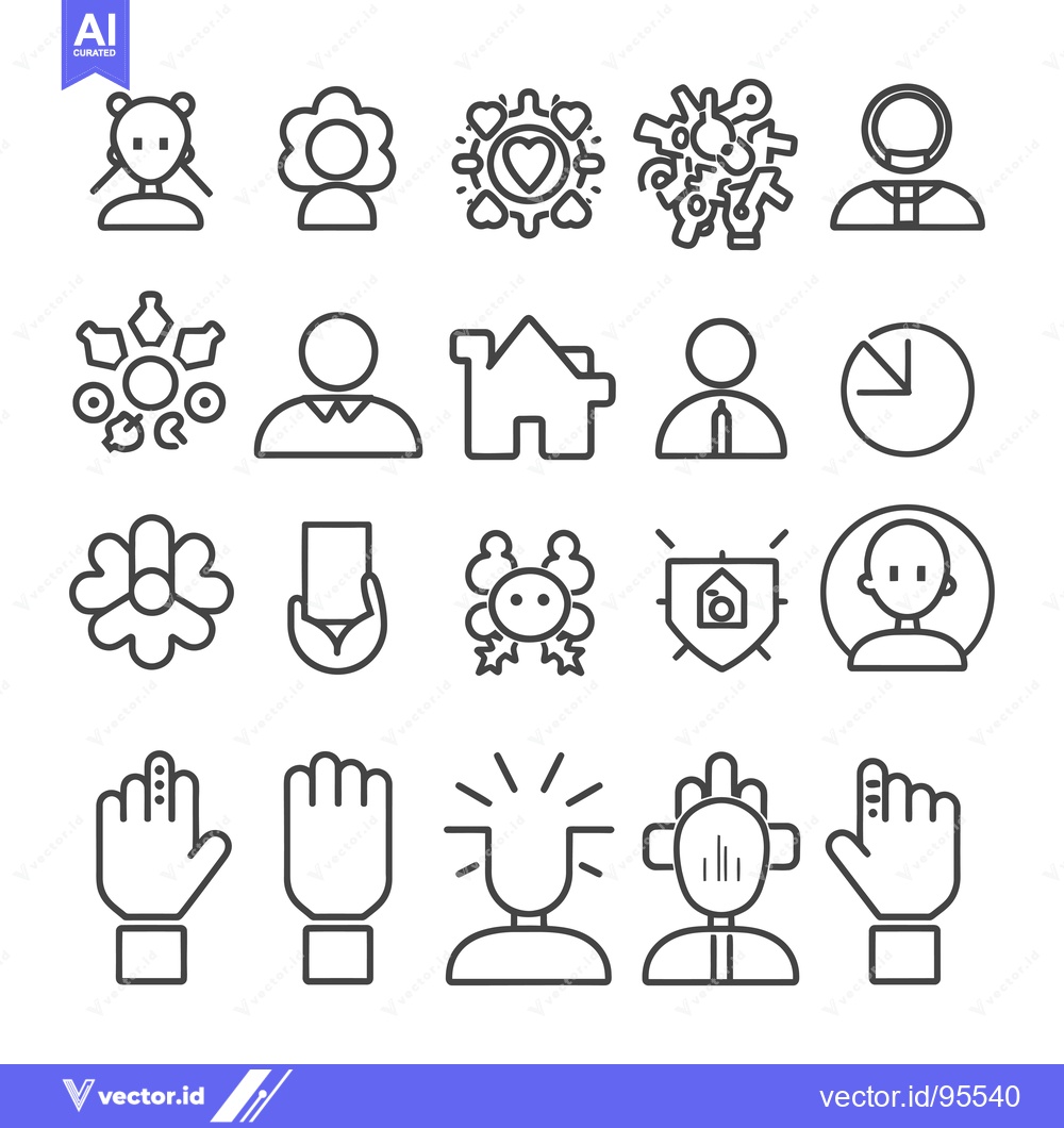 Premium Vector of Set of Line Icons Related to People, Communication, and Technology