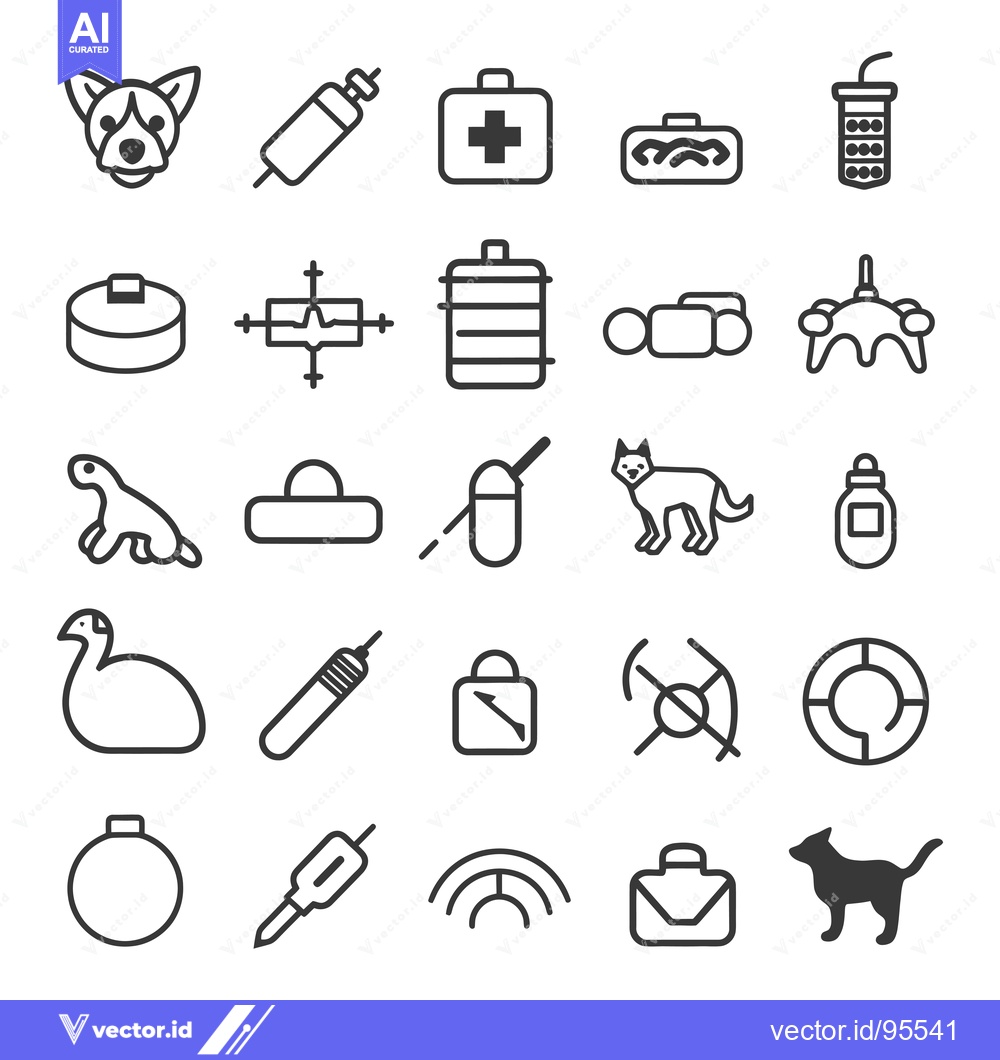 Premium Vector dari Set of Line Icons Related to Pet Care and Veterinary Services