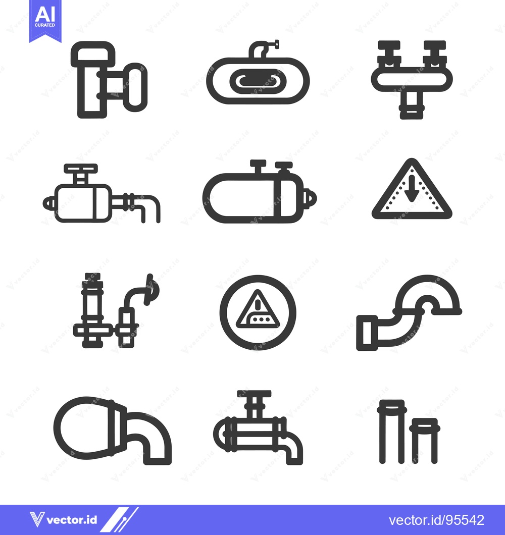 Premium Vector of Set of Line Icons Related to Plumbing and Pipelines