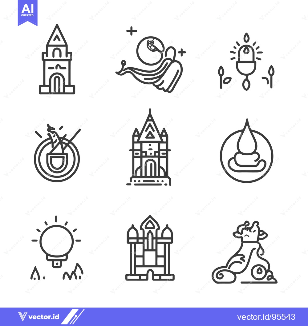 Premium Vector of Set of Line Icons Related to Religion and Spirituality