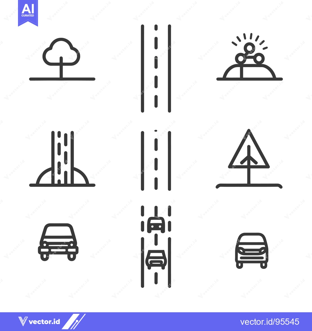 Premium Vector of Set of Line Icons Related to Road and Traffic