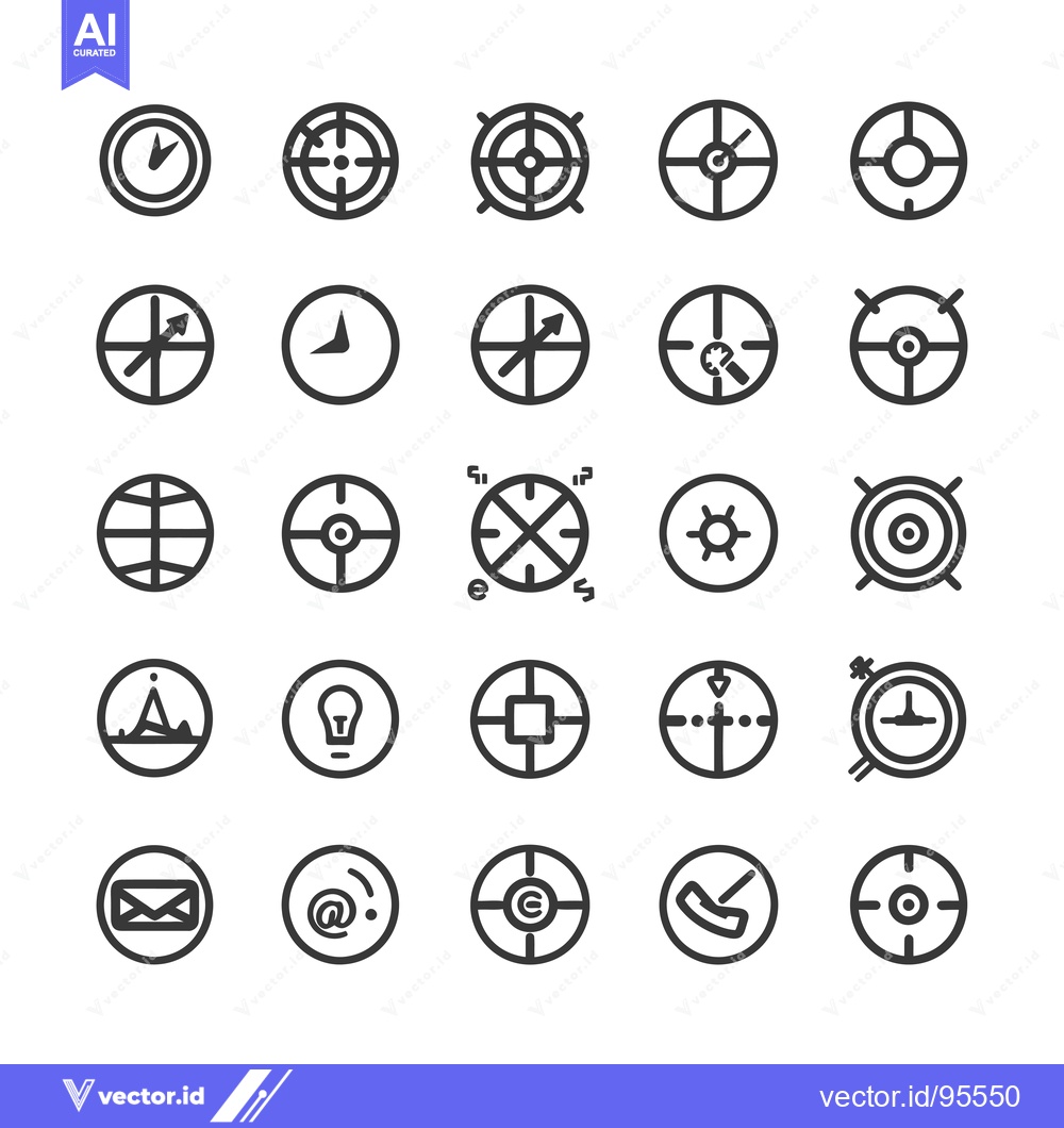 Premium Vector of Set of Line Icons Related to Targets, Compass, and Navigation