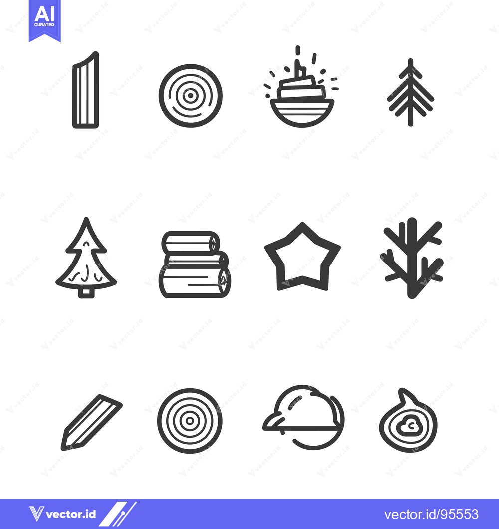 Premium Vector dari Set of Line Icons Related to Wood, Forest, and Lumber