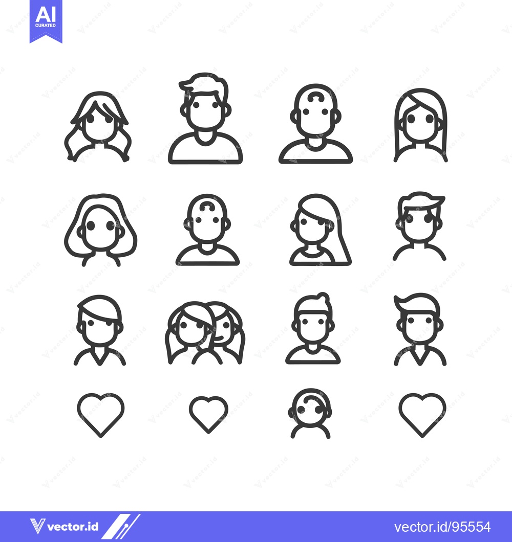 Premium Vector of Set of Line Icons Representing a Family Unit with Various Combinations