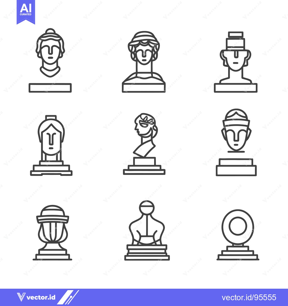 Premium Vector dari Set of Line Icons Representing Ancient Greek Statues and Busts