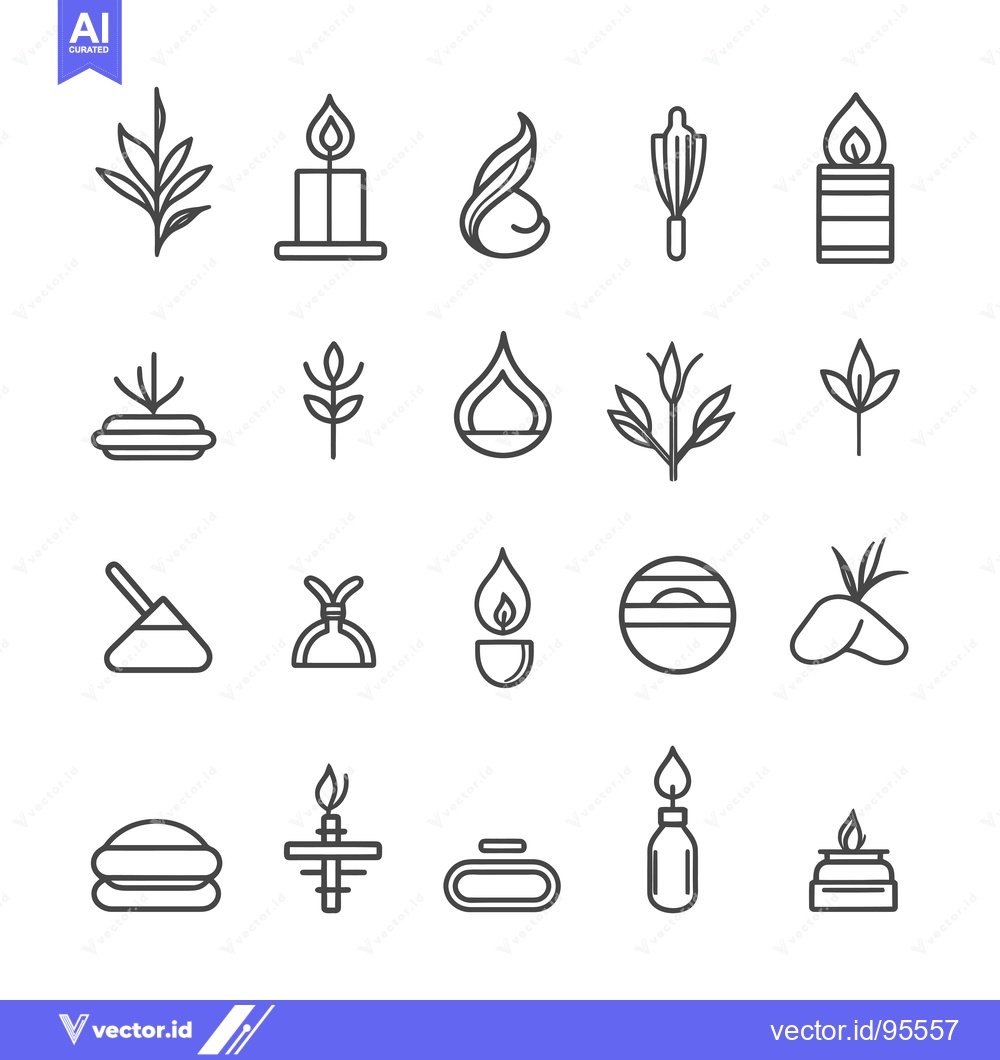 Premium Vector of Set of Line Icons Representing Candles and Incense