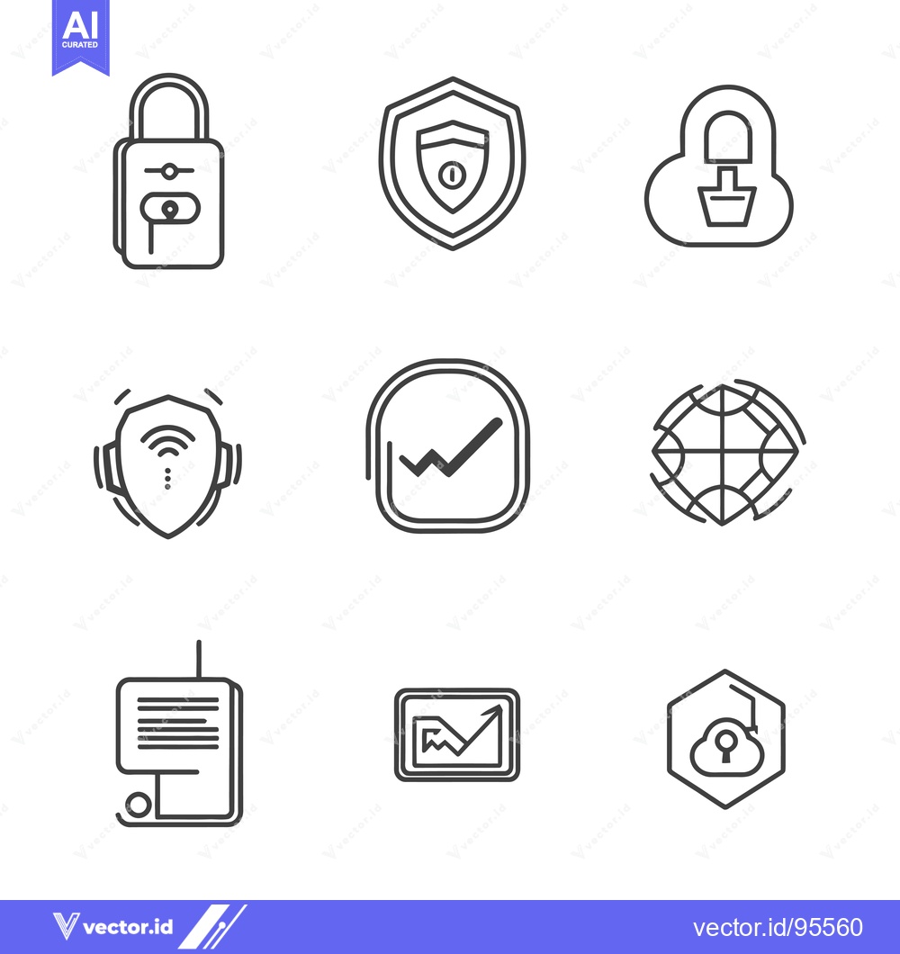 Premium Vector dari Set of Line Icons Representing Data Security and Protection