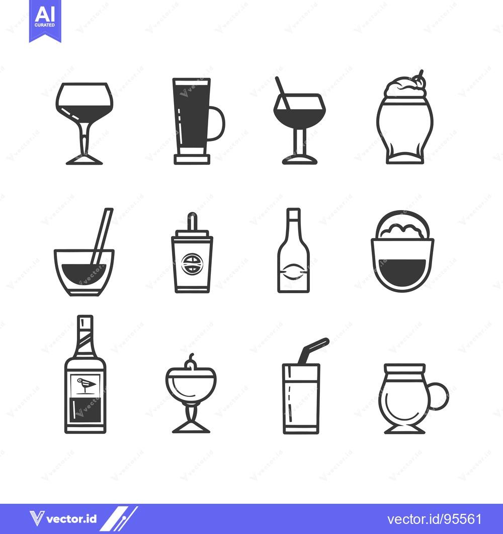 Premium Vector dari Set of Line Icons Representing Different Kinds of Drinks