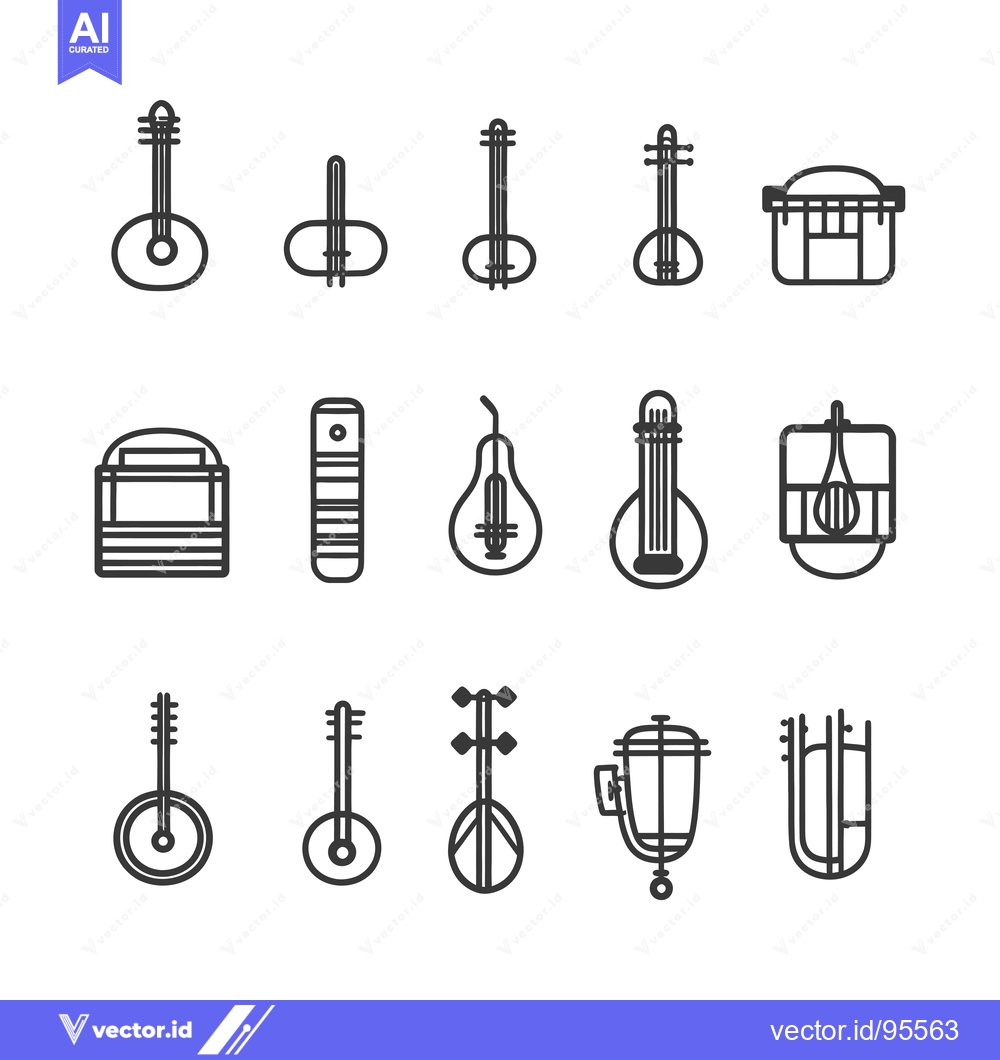 Premium Vector dari Set of Line Icons Representing Different Musical Instruments