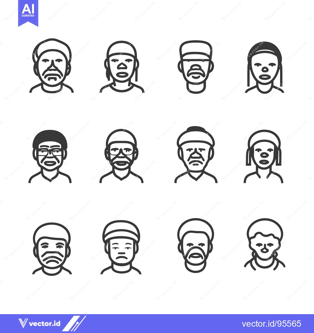 Premium Vector dari Set of Line Icons Representing Different Personalities