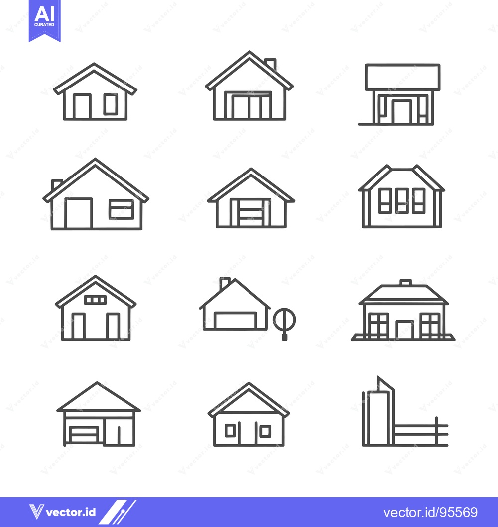 Premium Vector dari Set of Line Icons Representing Different Types of Houses