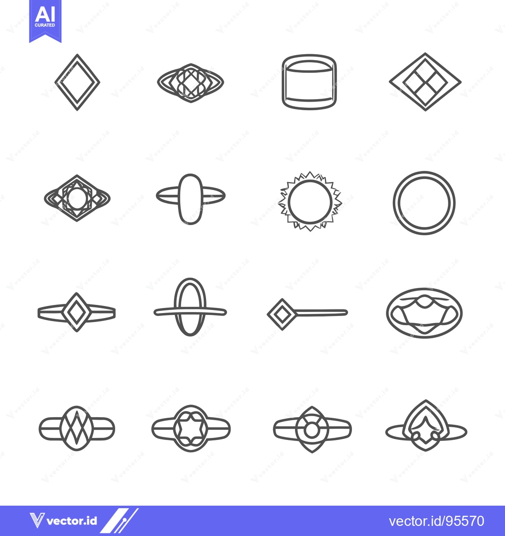 Premium Vector dari Set of Line Icons Representing Different Types of Jewelry Rings