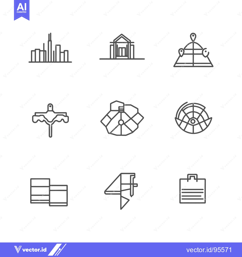 Premium Vector dari Set of Line Icons Representing Different Types of Maps