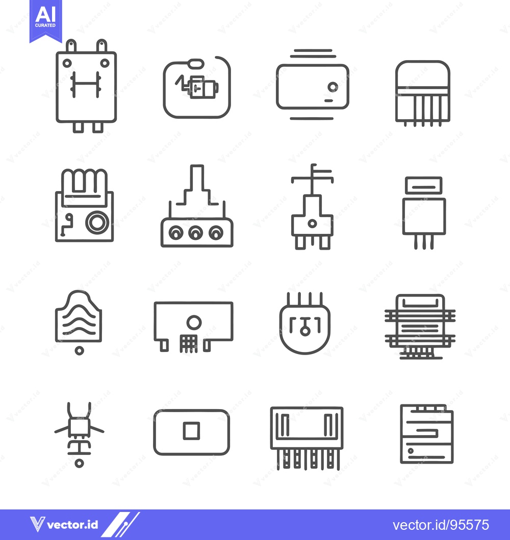 Premium Vector of Set of Line Icons Representing Electronic Components