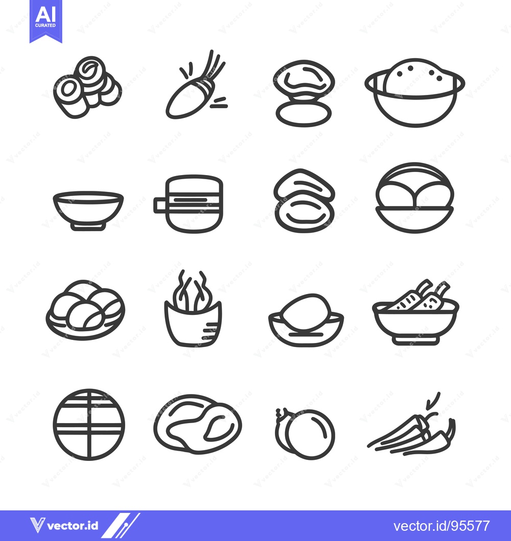 Premium Vector dari Set of Line Icons Representing Food and Kitchen Items