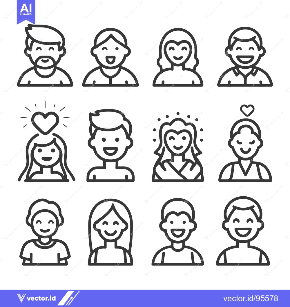 Premium Vector dari Set of Line Icons Representing Happy People