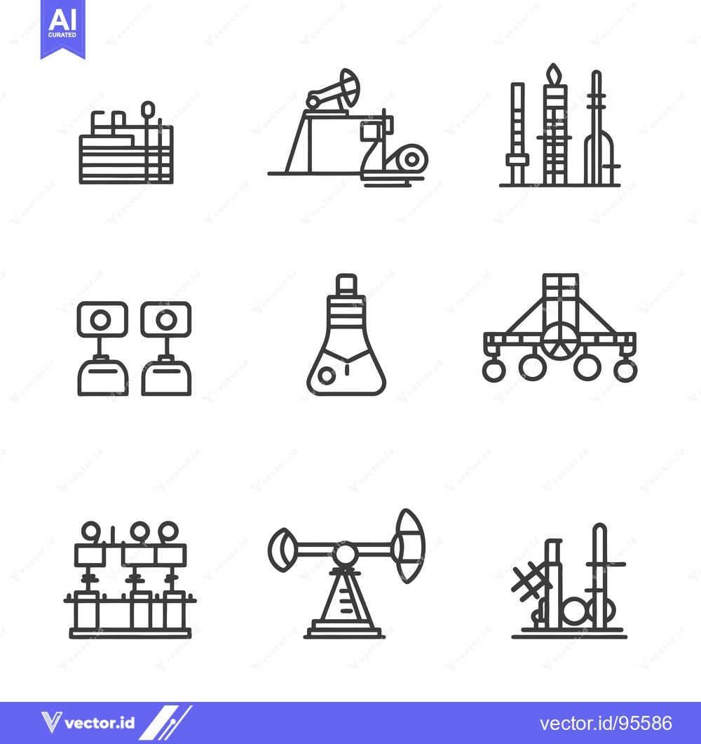 Premium Vector dari Set of Line Icons Representing Oil and Gas Industry Processes