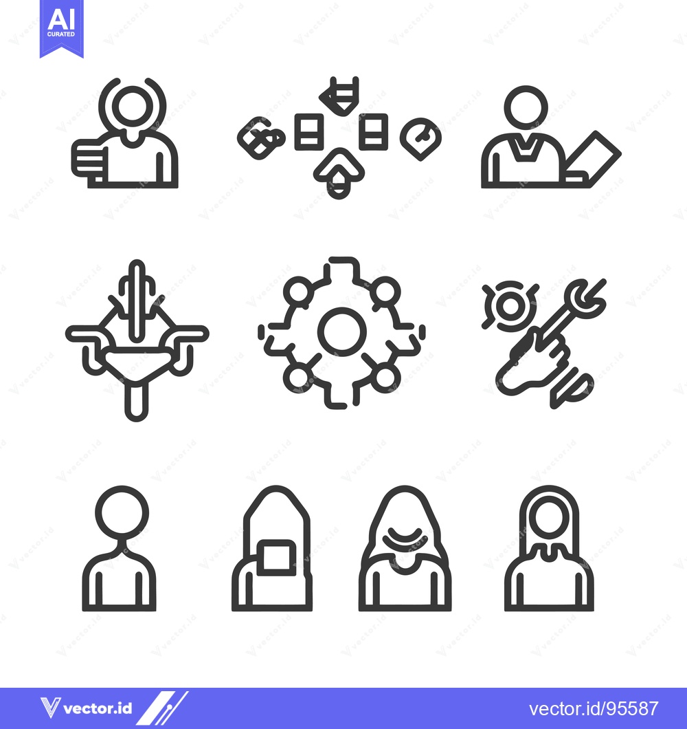 Premium Vector of Set of line icons representing people, actions and processes