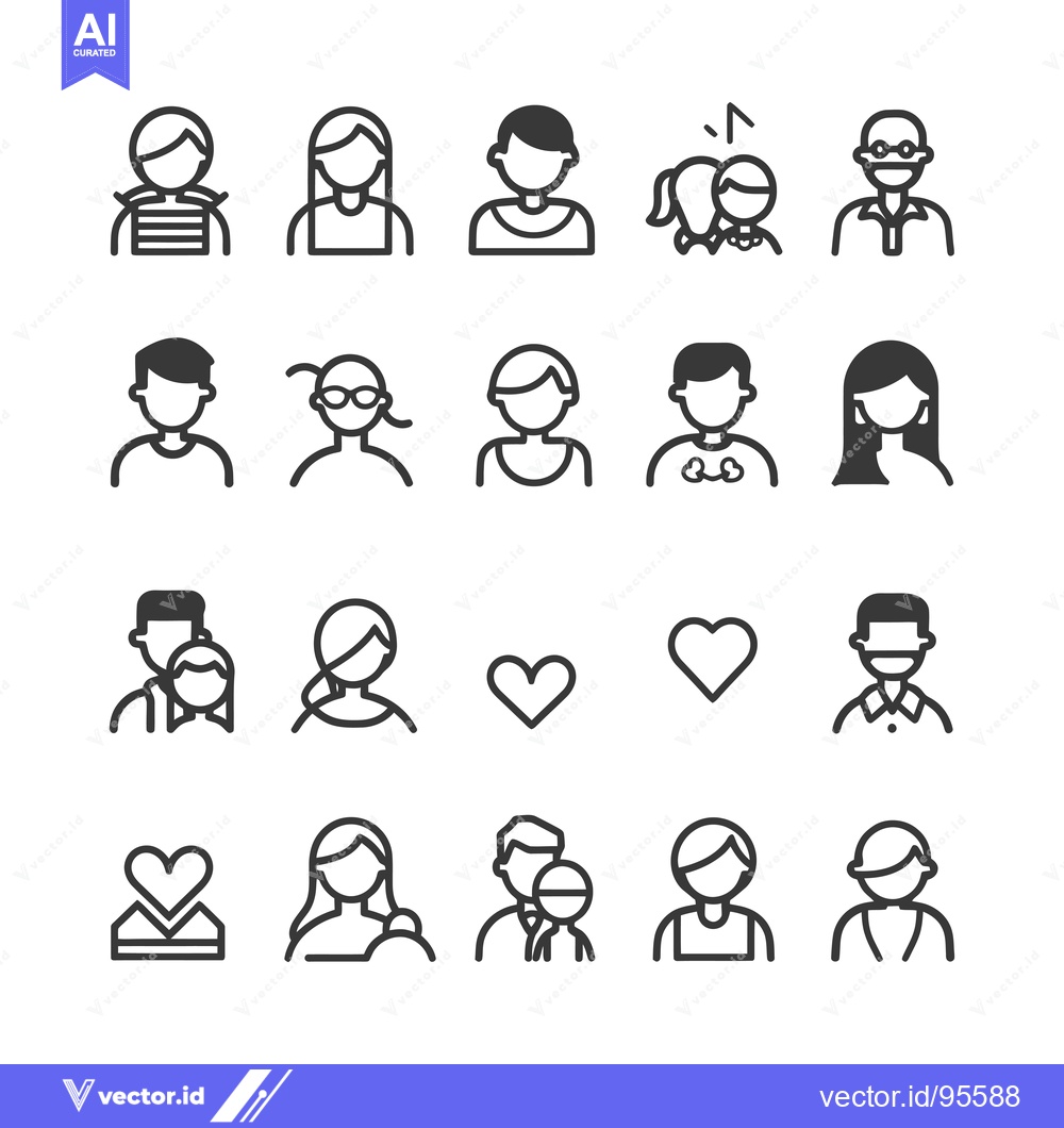Premium Vector dari Set of Line Icons Representing People and Relationship Symbols